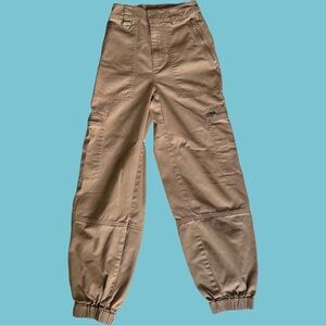 TNA Aritzia Tan High Waisted Cargo Jogger Pants Zippers